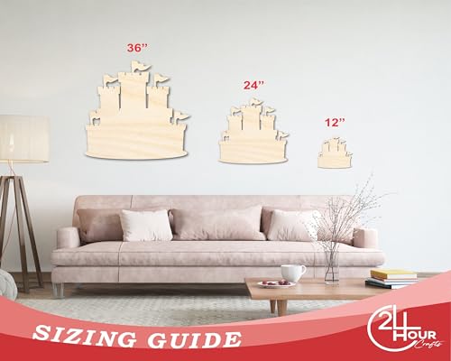Unfinished Wood Medieval Castle Silhouette History Craft up to 46" DIY 7" / 1/8" - size: 7", style: 1/8" Thick Wood