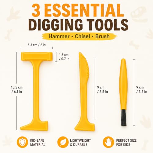 Ciieeo 3-piece Kids Digging Tool Set for Dinosaur Excavation