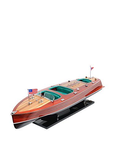 Old Modern Handicrafts Chris Craft Triple Cockpit Speed Boat Model - 100% Handcrafted from Mahogany - 32L x 9W x 8.5H Inches