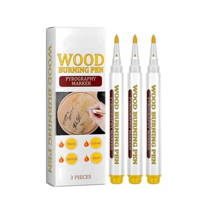 Wood Burning Marker Pen with 3 Inspirational Word Stencil- Pyrography Art Tool for Wood Crafting, PET Tips, DIY Woodburning Marker Kit for Beginners, Home Studio School Art Projects