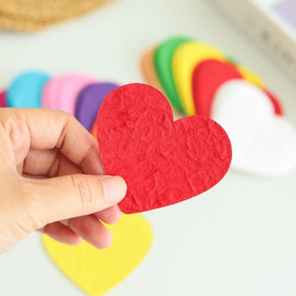 Handmade Thick Mulberry Paper Heart Embellishments 50 PCS, 2.75 x 3 Inch Colorful Hearts for Scrapbooking, Card Making, Junk Journal, Wedding, Valentine’s Day DIY Crafts - color: Heart Mixed Colors