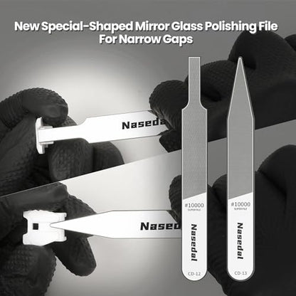 4 PCS Hobby Model Polishing Glass Files for Gunpla Model Building Tool, Scale Model 3D Prints Sanding Tool, #10000 Grits Ultra Fine Glass Mirror Files for Gundam, Plastic, Wood & Resin Parts - style: 4pcs (3 Long #10000 Grit & 1 Short #320-400 Grit)