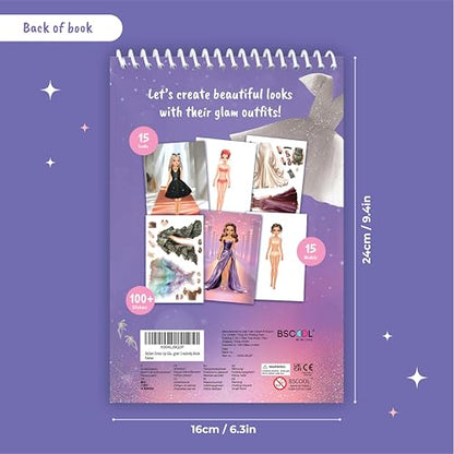 BSCOOL Fashion Sticker Book for Kids Girls Activity Design - color: Sticker Dress Up Fashion Runway