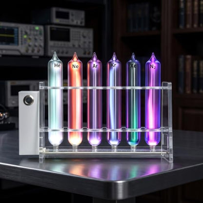 6‑Tube Rare Gas Glow Demonstration Set, He Ne Ar Kr Xe N2 Spectrum Glow Tube for Physics Science Lab Teaching Experiment Display, for Science Education, Collection, Display, Teaching