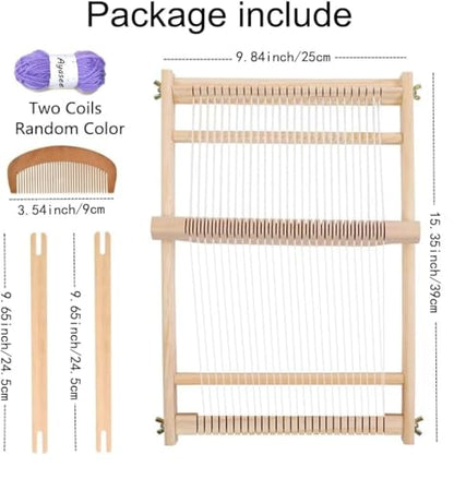RRigo Weaving Loom Kit, 15.7" H x 11.8" W Wooden Tapestry Looms, Large Weaving Frame to Handcraft for Beginners, Came Pre-Warped for Quick Start