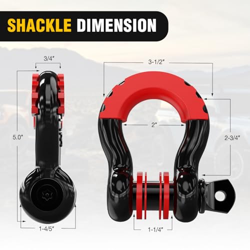 Nilight 3" x30' Recovery Tow Strap Kit Two 3/4" Anti-Theft D-Ring Shackles - color: 30ft Tow Strap +D-Ring Shackle