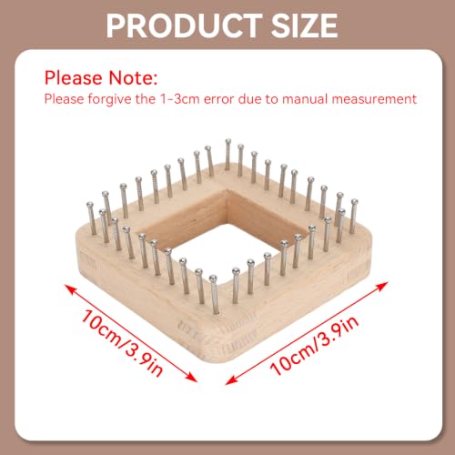 HERCHR Wooden Knitting Loom, Hand Knitting Loom Board Wooden Multi Craft Frame Weaving Loom Kit for Weaving Beginner Children Adults, 3.9 * 3.9in - color: 10*10cm