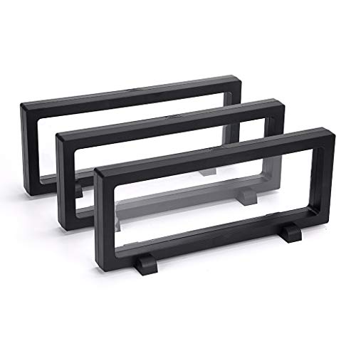 Skelang 3 Pcs 3D Floating Display Case, Black Display Stand Holder 9"×3.54"×0.75"(L×W×H Suspension Frame for AA Medallion, Antique Challenge Coins, Chip, Jewelry, Pin - size: 9"×3.54"×0.75"
