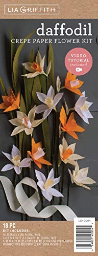 Lia Griffith Crepe Paper Flower Kit, Daffodil Flowers, Assorted Sizes, Assorted Colors, 18 Pieces - style: Daffodil Flowers