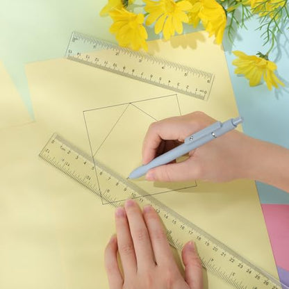 EBOOT 2 Pieces Plastic Ruler Straight Ruler Plastic Measuring Tool 12 Inches and 6 Inches (Clear) - color: Clear