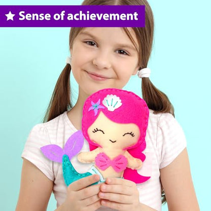 KRAFUN Mermaid Sea Animals Sewing Kit for Kids Age 6+ | 7 Projects - color: Mermaid & Friends