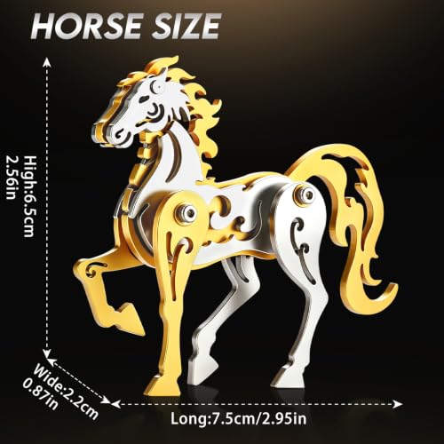 3D Metal Puzzle Mechanical Model Kit Gold Horse Stainless Steel - color: C09-gold Horse