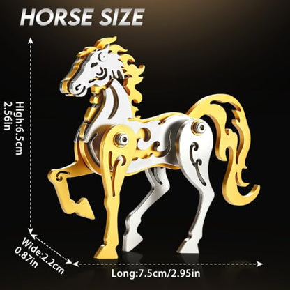 3D Metal Puzzle Mechanical Model Kit Gold Horse Stainless Steel - color: C09-gold Horse