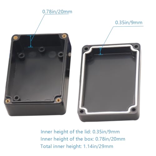 Junction Box, Zulkit Project Box IP65 Waterproof Outdoor Box ABS Plastic Electrical Boxes Electronic Enclosure Black 3.27 x 2.28 x 1.30(Pack of 4) - size: 3.27” x 2.28” x 1.30”(Pack of 4)