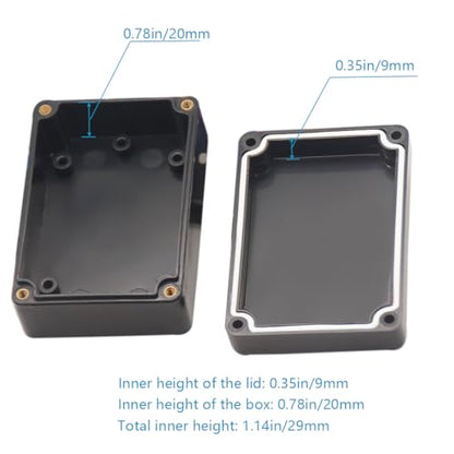 Junction Box, Zulkit Project Box IP65 Waterproof Outdoor Box ABS Plastic Electrical Boxes Electronic Enclosure Black 3.27 x 2.28 x 1.30(Pack of 4) - size: 3.27” x 2.28” x 1.30”(Pack of 4)
