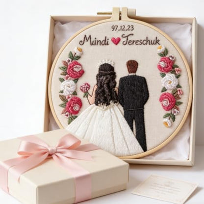 Wedding Photos Embroidery Starter Kit, Valentine's Day Gifts，DIY Needle Punch Kit, Punch Needle Kits for Beginners,Include Pre-Printed Fabric,Tools,Embroidery Hoop,Threads. (Wedding Photo No. 4) - color: Wedding Photo No. 4