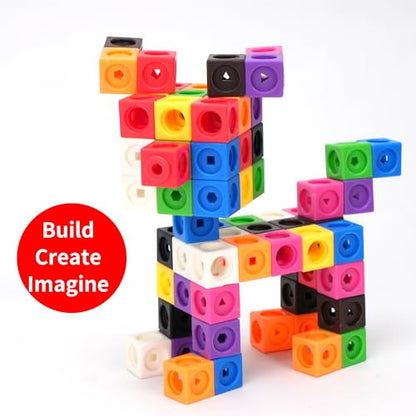 BenBen 100 pcs Number Counting Math Linking Blocks with 15 Activity Cards