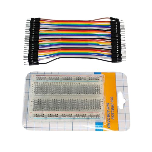 Breadboard Jumper Wires Kit Include 400 Tie Points Breadboards Male-Male 10CM 40Pin Jumper Wire - color: 400TieBreadboard-JpWire40Pin