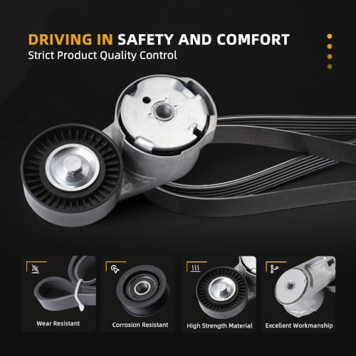 Serpentine Belt Tensioner Idler Pulley Kit #286570 243857 278950 - size: 2014-2022 for Ghibli/Quattroporte
