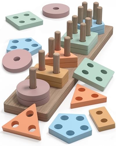 kecristv Montessori Toys for 1 2 Year Old Girl and Boy Birthday Gifts - style: Brown