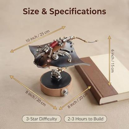 3D Metal Puzzles Model Kits for Adults Steampunk Mechanical Manta Ray 160+ Parts 2-3 Hours Build Screw Assembly Unique Desk Decor Birthday Gift for Father Husband(Stingray) - style: Stingray