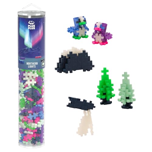 PLUS PLUS 240 Piece Northern Lights Mix, Mini Waffle Blocks STEM Toys - style: Northern Lights Mix Play Tube