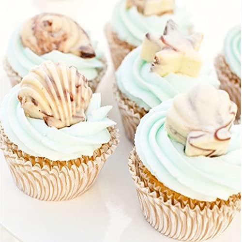 4 PCS Marine Theme Cake Fondant Silicone Mold Seashell Conch Starfish Baking Molds, For Theme Cake Cookie Chocolate Candy Decoration Fondant Polymer Clay - style: Shell conch styles