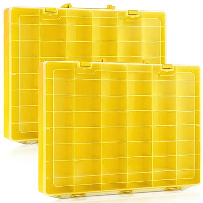 Juexica 2 Pcs 48 Grid Plastic Bead Storage Organizer Box, Yellow - color: Yellow