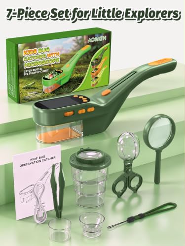 Acoath Microscope for Kids, Bug Catcher, 2.4" IPS Screen Bug Catching Kit - color: Dark Green