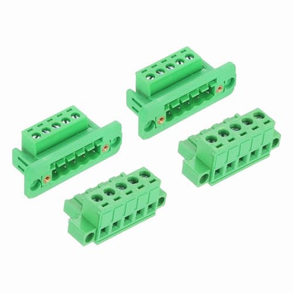 MECCANIXITY 2Set 5-Pin 5.08mm Pitch Pluggable Screw Terminal Block Connectors, PA66 300V 10A Through-Wall PCB Terminal with Panel Solderless Wiring Connectors 26-10AWG for Electronic - style: 5-Pin
