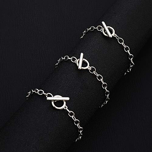 Hicarer 12 Pcs Gold Chain Bracelets Silver OT Toggle for Jewelry Making - color: Silver