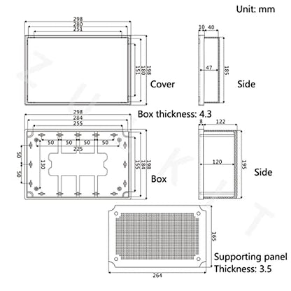 Zulkit Junction Box ABS Plastic Dustproof Waterproof IP65 Electrical Boxes Hinged Shell Outdoor Universal Project Enclosure Grey Clear Transparent Cover (11.8" x 7.9" x 7.1") - size: 11.8" x 7.9" x 7.1"