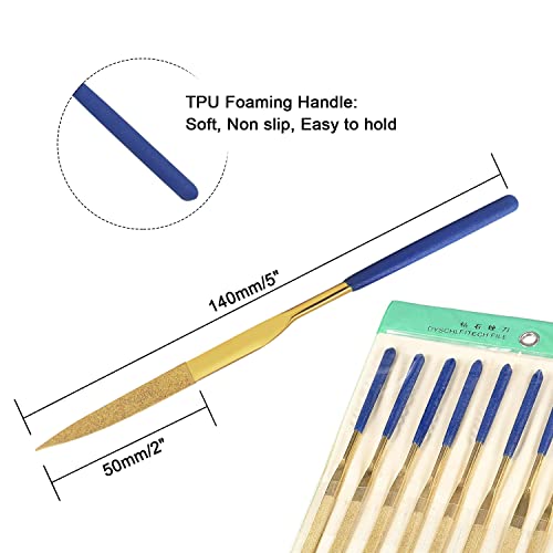 10 Pcs Diamond Needle File, 3x140mm, Cutter Point, 150 Grit