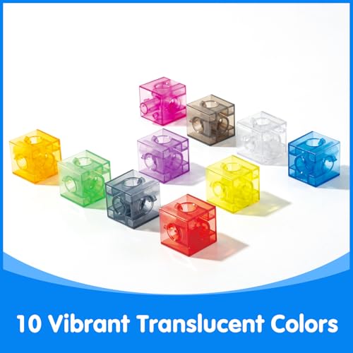 100 Pcs Translucent Linking Cubes – Light Table Manipulatives - color: Translucent Linking Cubes
