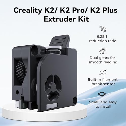 Creality K2 Plus Extruder Kit, Original 3D Printer Extruder Part, K2/ K2 Pro Combo Dual Gears Extrusion Kit with Filament Break Sensor, 6.25:1 Reduction Ratio, Force Up to 80N for Filament Smooth Feed - style: K2 Series Extruder
