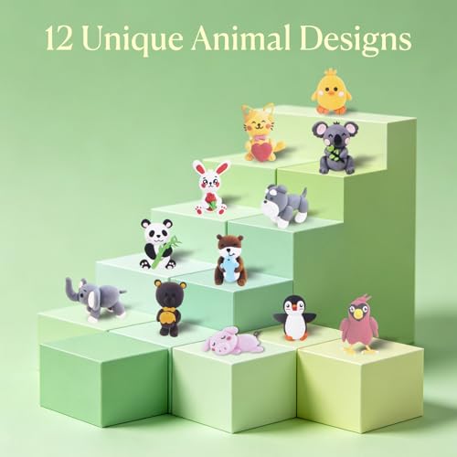 Air Dry Clay Kit, 12 Cute Animal DIY Modeling Clay with Step - by-Step Tutorial and Sculpting Tools, Non-Toxic & Safe,Unique DIY Home Party Favors for Boys, Girls