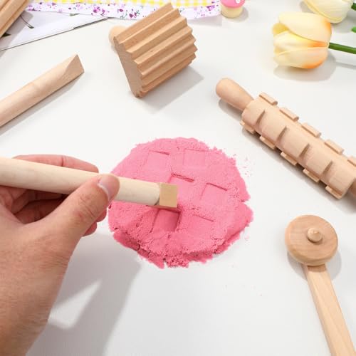 Garneck 12Pcs Wooden Clay Tools Set for Kids: Dough Rolling Modeling Accessories Pottery Sculpting Kit Modeling Accessories for Early Education Art Craft Activity Home School (Pack of 3) - size: 16.50X1.50X1.50CM (Pack of 3)
