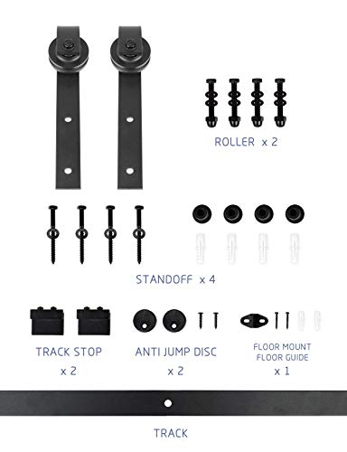 S&Z TOPHAND® 28in x 84in Unfinished British Brace Knotty Barn Door with Sliding Door Hardware Kit/Solid Wood/Sliding/Double Surfaces/A Simple Assembly is Required - size: 28x84in