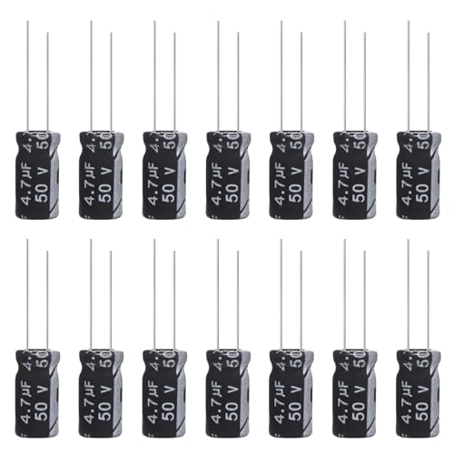 4.7uF 50V 5x11mm Electrolytic Capacitor 4.7 UF MFD 50 Volt 0.2x0.43in Aluminum Capacitors (Pack of 15) - style: 4.7uF 50V 5x11MM