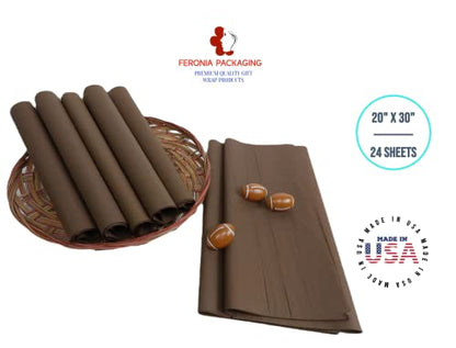 Chocolate Tissue Paper Squares, Bulk 24 Sheets, Premium Gift Wrap and Art Supplies for Birthdays, Holidays, or Presents by Feronia packaging, Large 20 Inch x 30 Inch - color: Chocolate