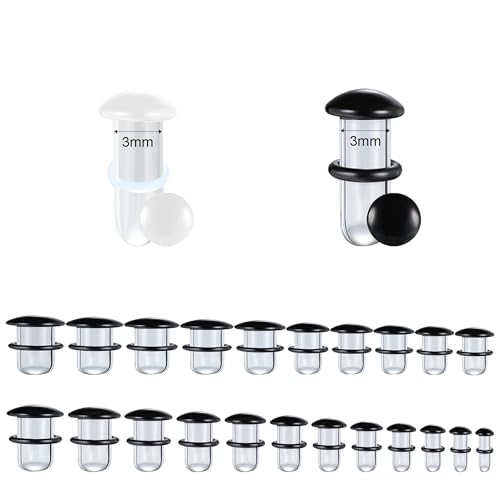 Glass Ear Stretching Kit Gauges 3mm-25mm Single Flare Plugs 4Pcs - color: Black/White, size: 3mm