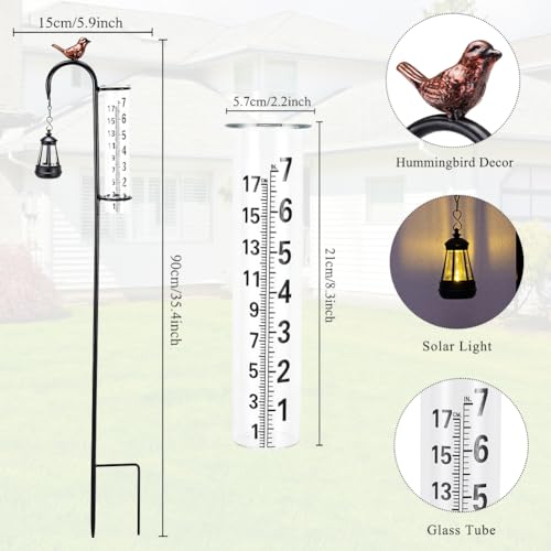 Hummingbird Rain Gauge Outdoor, Solar Rain Gauge - color: Street-Lamp