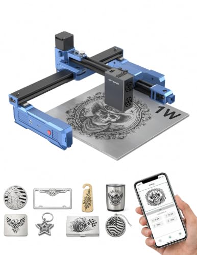 Artilume Laser Engraver IR 1000mW with APP Control Foldable and Portable 200x150mm Larger Engraving Area for Metal Wood Leather Acrylic Glass, T1 - color: Blue-Infrared Laser 1W with app