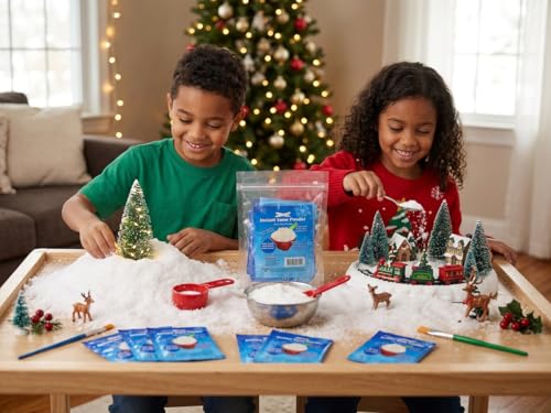 20-Pack Instant Snow Powder for Kids - Makes 40 Cups of Fluffy Fake Snow - Just Add Water! Perfect for Cloud Slime, Sensory Play, and Holiday Decorations - USA Lab-Tested & Non-Toxic