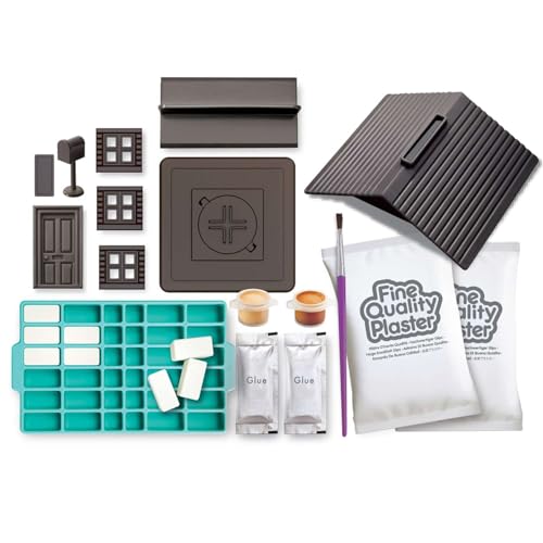 4M Mini Brick Architect Kit for Kids Ages 8-12 – Build a Brick House Money Bank, Mould 2 Sets of Plaster Bricks, STEM Construction Set with Trowel, Paint, Door, Windows, Roof, Educational Gift