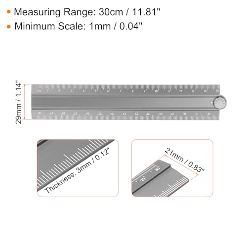 HARFINGTON 2pcs Folding Straight Ruler 30cm Metric Aluminum Alloy Protractor Foldable Angle Ruler Geometric Measure Tool with Angle Line for Architect Artist Office, Gray/Pink - color: Gray/Pink