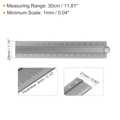 HARFINGTON 2pcs Folding Straight Ruler 30cm Metric Aluminum Alloy Protractor Foldable Angle Ruler Geometric Measure Tool with Angle Line for Architect Artist Office, Gray/Pink - color: Gray/Pink