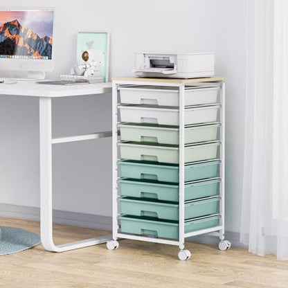 SYKIARIOL Rolling Cart with Drawers,Craft Organizers and Storage, Green - color: Green