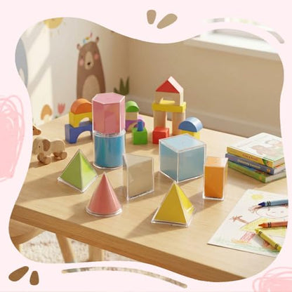 Faccito 8 Pcs 8 Styles 2D & 3D Geometric Solids Math Manipulatives - style: 8 Styles