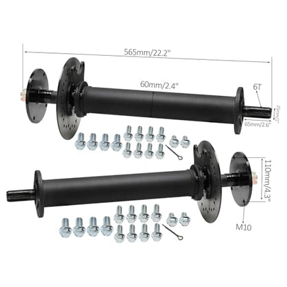 Heavy Duty 43.3" Rear Differential Axle Kit – 6T 25mm Drive Shaft with 110mm Wheel Hubs, 4 Bolt Flange for Go-Kart, Golf Cart, ATV, Quad, Buggy, Tricycle, Mini Bike, DIY Project
